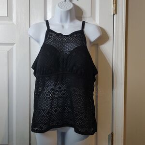VM black mesh tankini top bathingsuit top swimsuit top Sz 18W  EUC